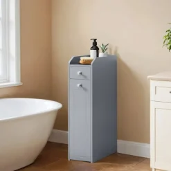 Rootz Gray Badeværelse Skab - Smalt skab - Lille toiletpapirskab - Rumbesparende design - 40 cm x 18 cm x 70 cm