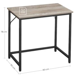 Rootz Greige sort skrivebord - Studiebord - Arbejdsstation - Spånplade og stål - Letvægts - Nem montering - Rummelig - 50 cm x 80 cm x 76 cm