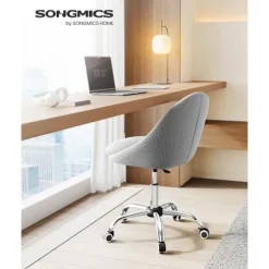 Rootz Grey drejestol - Ergonomisk stol - Rullestol - Stålstel - Bomuld-hør-blanding - Bærbar - 60 cm x 60 cm x 80-90 cm
