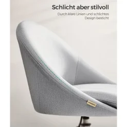 Rootz Grey drejestol - Ergonomisk stol - Rullestol - Stålstel - Bomuld-hør-blanding - Bærbar - 60 cm x 60 cm x 80-90 cm