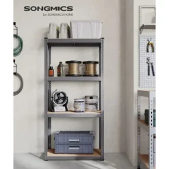 Rootz Grey Opbevaringsstativ - Reol - Metalramme - Heavy Duty - 40 cm x 80 cm x 160 cm - Galvaniseret stål - MDF - 10 kg - 130 kg Kapacitet - 520 kg S | Fyndiq