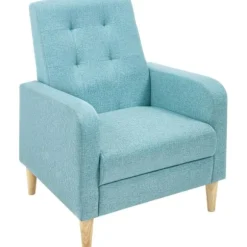 Rootz ægstol med armlæn - loungestol - afslappende lænestol - linneddækning - solide træben - 68 x 90,5 x 73,5 cm - blå - hyggeligt og moderne design | Fyndiq