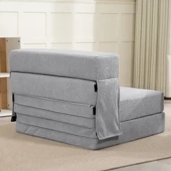 Rootz gulvsofa - polstret sofa - konvertibel madras - behageligt skum - 210 cm x 80 cm x 15 cm - gråt stof