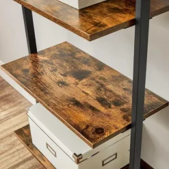 Rootz gulvstående hylde - reol - 6 hylder - stigehylde - opbevaring til bøger, dekoration, soveværelse, stue, kontor - 60 x 30 x 204,8 cm