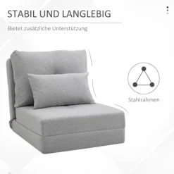 Rootz gulvstol Foldning Madras - Sleep Mat - Konvertible sæde - 2 -i -1 Design - Aftagelig pude - 60 cm x 80 cm x 56 cm og 180 cm x 60 cm x 19 cm