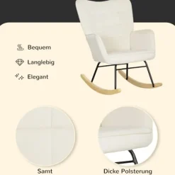 Rootz gyngestol - ammestol - afslapningsstol - fløjlspolstring - 98cm x 71cm x 101cm