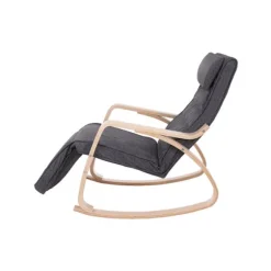Rootz gyngestol - Mørkegrå - Birketræ - Skum - Strygejern - Imiteret linned - 67 cm x 125 cm x 91 cm - Letvægts - Max belastning 150 kg - Aftageligt b | Fyndiq