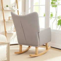 Rootz gyngestol - Retro Design lænestol - Polstret lænestol - Ergonomisk komfort - 72cm x 97cm x 100cm - Grå