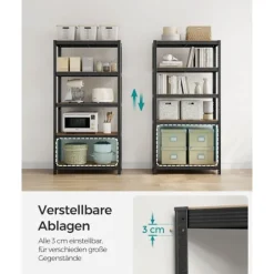 Rootz Heavy Duty Hylde - Opbevaringsstativ - Metalreoler - Stålkonstruktion - Rustbestandig - Højdejusterbar - Vintage Brun-Sort - 40cm x 90cm x 180cm | Fyndiq