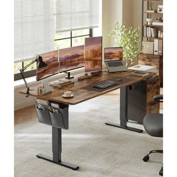 Rootz Højde Justerbar skrivebord - Elektrisk skrivebord - Sit Stand Desk - Sundhedsfordele - Brun - 180 x 80 x (72-120) cm