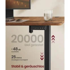 Rootz Højde Justerbar skrivebord - Elektrisk skrivebord - Sit Stand Desk - Sundhedsfordele - Brun - 180 x 80 x (72-120) cm
