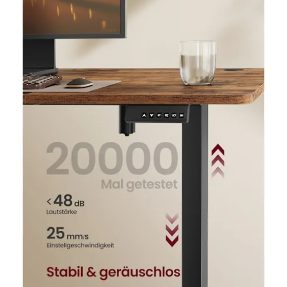 Rootz Højde Justerbar skrivebord - Elektrisk skrivebord - Sit Stand Desk - Sundhedsfordele - Brun - 180 x 80 x (72-120) cm