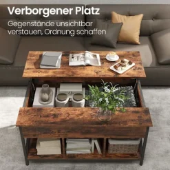 Rootz Højde Justerbart sofabord - Brun -sort - Stue Bord - Træspanel - Stål - 60 x 100 x (48-62) CM