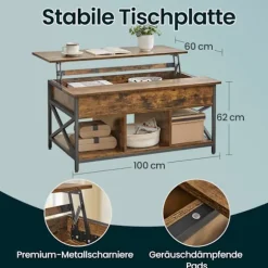 Rootz Højde Justerbart sofabord - Brun -sort - Stue Bord - Træspanel - Stål - 60 x 100 x (48-62) CM
