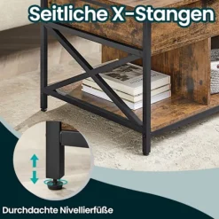 Rootz Højde Justerbart sofabord - Brun -sort - Stue Bord - Træspanel - Stål - 60 x 100 x (48-62) CM