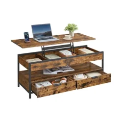 Rootz Højdejusterbar sofabord - Justerbar tabel - Vintage -stil Tabel - Alsidig opbevaring - 50x120x48-63 cm