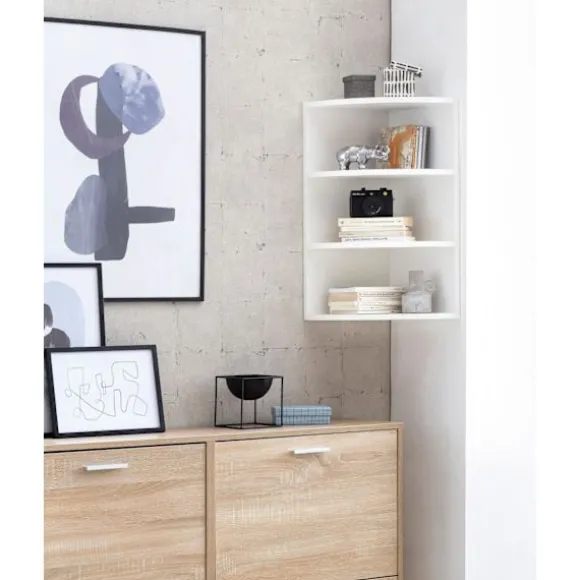 Rootz hjørnehylde hvid 30 x 60 x 30 cm WL5.843 væghylde i træ hjørne hængehylde - Træhylde til væggen Høj - Fritsvævende væghylde - Design dekorativ h | Fyndiq