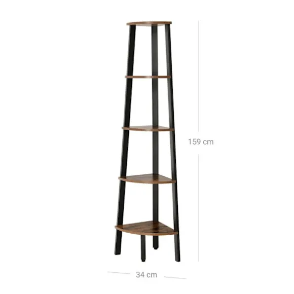 Rootz Hjørnehylde med 5 hylder - Flydende hylde - Industrielt design - Væghylde - Træhylde - Industriel hylde - Opbevaringshylde - Spånplade - Vintage | Fyndiq