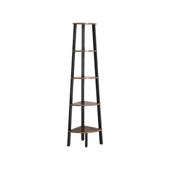 Rootz Hjørnehylde med 5 hylder - Flydende hylde - Industrielt design - Væghylde - Træhylde - Industriel hylde - Opbevaringshylde - Spånplade - Vintage | Fyndiq