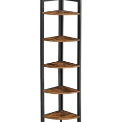 Rootz Hjørneskab - Reol - Hylde - Metal - Forarbejdet træ - Brun - Sort - 30 x 30 x 150 cm