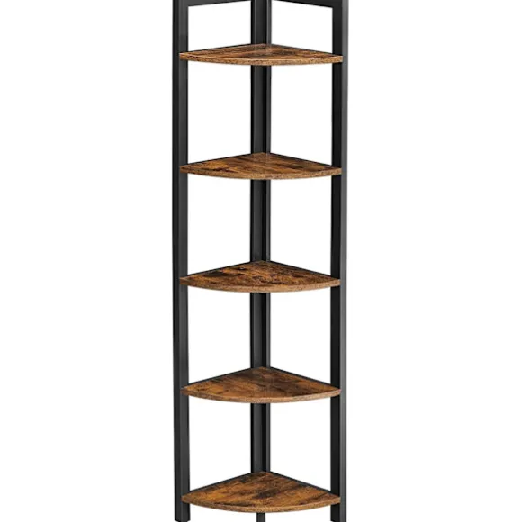 Rootz Hjørneskab - Reol - Hylde - Metal - Forarbejdet træ - Brun - Sort - 30 x 30 x 150 cm