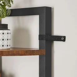 Rootz Hjørneskab - Reol - Hylde - Metal - Forarbejdet træ - Brun - Sort - 30 x 30 x 150 cm
