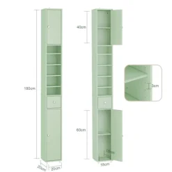 Rootz Højskab - Slank opbevaringsenhed - Pladsbesparende organisering - Justerbare hylder - 20x180x20cm MDF-konstruktion