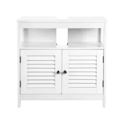 Rootz Håndvaskskab - Lameldøre Håndvaskskab - Vaskeskab - Badeværelsesskab - Vaskeskab - MDF-plade - Hvid - 60 x 60 x 30 cm (B x H x D)