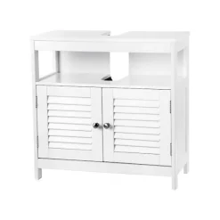 Rootz Håndvaskskab - Lameldøre Håndvaskskab - Vaskeskab - Badeværelsesskab - Vaskeskab - MDF-plade - Hvid - 60 x 60 x 30 cm (B x H x D)