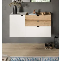 Rootz hængende kommode - vægmonteret opbevaring - hvid efterligning - rigelig opbevaring - 120x64x37cm