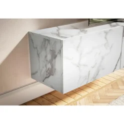 Rootz hængende tv-underskab - tv-stander - underholdningsenhed - marmorlook - rummeligt design - 160 cm x 30 cm x 30 cm
