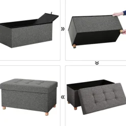 Rootz Hocker - Puf - Opbevaringsplads - Mørkegrå - 76 x 38 x 40 cm