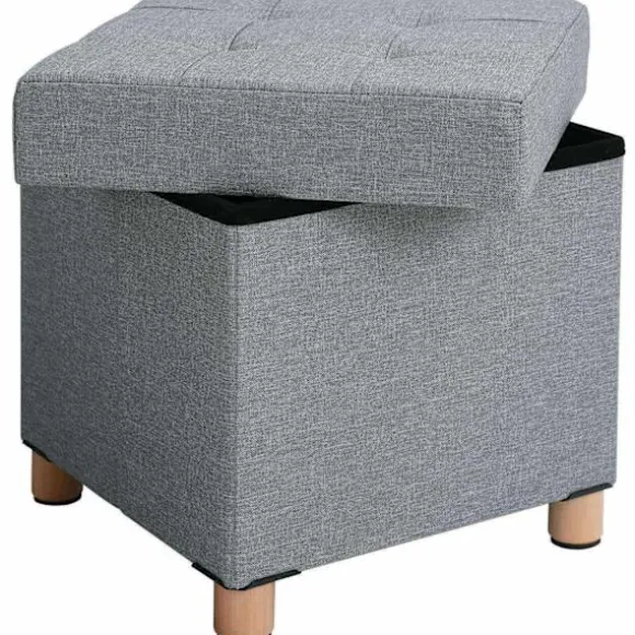 Rootz Hocker - Taburet med opbevaring - osmannisk - Grå siddestol med opbevaringsplads - 38 x 40 x 38 cm (B/H/D)