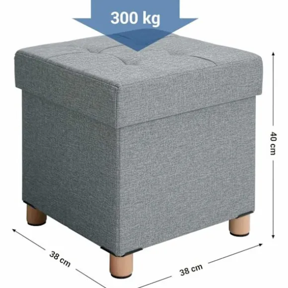 Rootz Hocker - Taburet med opbevaring - osmannisk - Grå siddestol med opbevaringsplads - 38 x 40 x 38 cm (B/H/D)