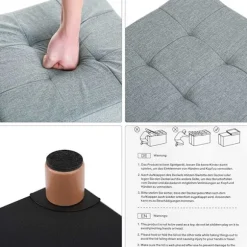 Rootz Hocker - Taburet med opbevaring - osmannisk - Grå siddestol med opbevaringsplads - 38 x 40 x 38 cm (B/H/D)
