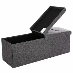 Rootz Hocker Linned - Opbevaringsbænk - Hockers med opbevaringsplads - bænk med opbevaring - Grå - 110 x 38 x 38 cm