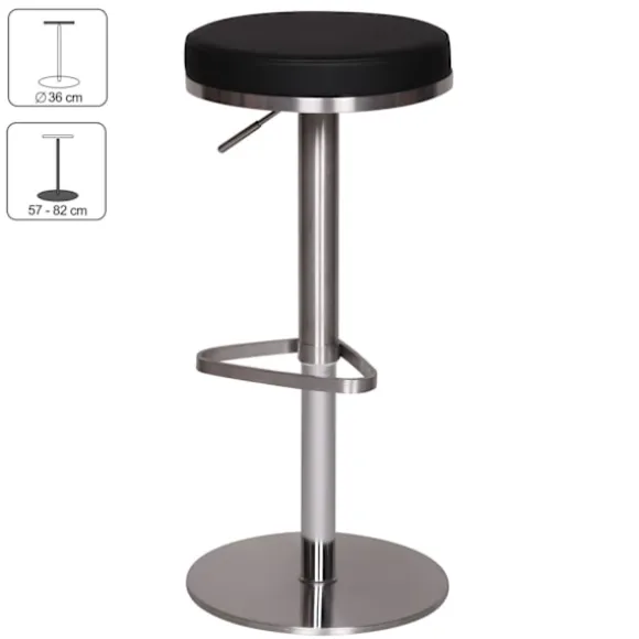 Rootz Holdbar M7 Barstol rustfri sort stol moderne skammel justerbar design barstol roterbar stabil