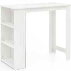 Rootz Hvid 120 x 107,5 x 60 cm Barbord Køkkenbord i træ - Bardisk med integreret hylde - Bar Bistro Bord Køkken Rektangulært - Festbord træbord - Vægm | Fyndiq