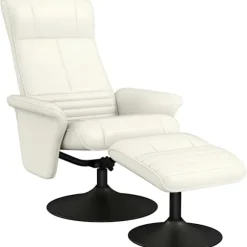 Rootz hvilestol & afføring sæt - tv -lænestol - drejestol - ergonomisk komfort - hvid - 69L x 71W x 104H cm