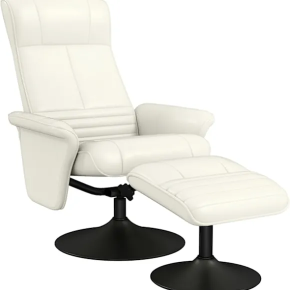 Rootz hvilestol & afføring sæt - tv -lænestol - drejestol - ergonomisk komfort - hvid - 69L x 71W x 104H cm