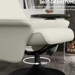 Rootz hvilestol & afføring sæt - tv -lænestol - drejestol - ergonomisk komfort - hvid - 69L x 71W x 104H cm