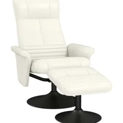 Rootz hvilestol & afføring sæt - tv -lænestol - drejestol - ergonomisk komfort - hvid - 69L x 71W x 104H cm