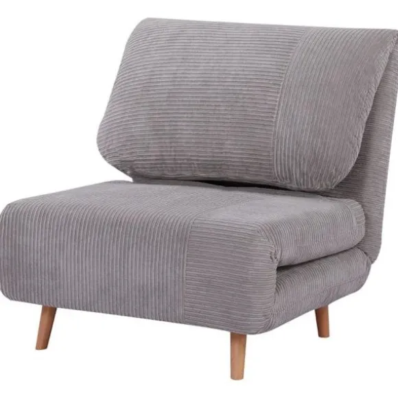 Rootz 2-i-1 lænestolsseng - Justerbar nakkestøtte - Corduroy Look - Grå - 82 cm x 8 cm x 83 cm