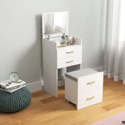 Rootz 3-i-1 make-up bordsæt - Vaskebord - Sengebord - Rigelig opbevaring - 48 cm x 40 cm x 90 cm