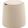 Rootz 2-i-1 skammel - Sofabord - Velvet Look - Inklusiv opbevaringsplads og aftageligt låg - Beige - Ø44 cm x 47,5 cm