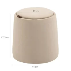 Rootz 2-i-1 skammel - Sofabord - Velvet Look - Inklusiv opbevaringsplads og aftageligt låg - Beige - Ø44 cm x 47,5 cm