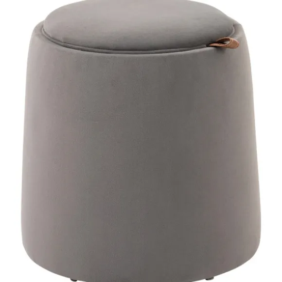Rootz 2-i-1 Velvet Look Opbevaringsskammel - Ottoman - Fodstøtte - Skjult opbevaring - Aftageligt bakkelåg - 44 cm x 47,5 cm - Mørkegrå