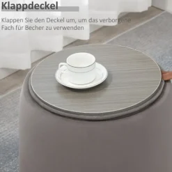 Rootz 2-i-1 Velvet Look Opbevaringsskammel - Ottoman - Fodstøtte - Skjult opbevaring - Aftageligt bakkelåg - 44 cm x 47,5 cm - Mørkegrå