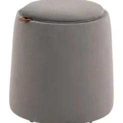 Rootz 2-i-1 Velvet Look Opbevaringsskammel - Ottoman - Fodstøtte - Skjult opbevaring - Aftageligt bakkelåg - 44 cm x 47,5 cm - Mørkegrå