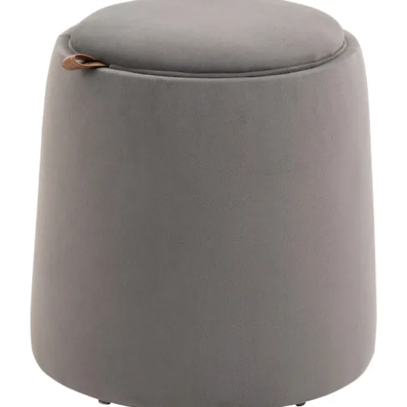 Rootz 2-i-1 Velvet Look Opbevaringsskammel - Ottoman - Fodstøtte - Skjult opbevaring - Aftageligt bakkelåg - 44 cm x 47,5 cm - Mørkegrå